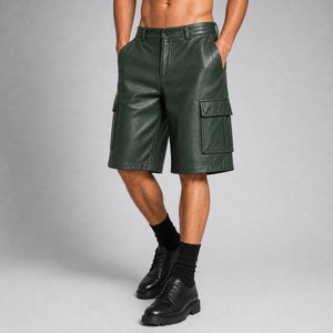 men's green leather safari shorts MLS 810041 28