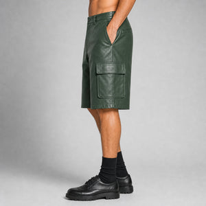 men's green leather safari shorts MLS 810041 28