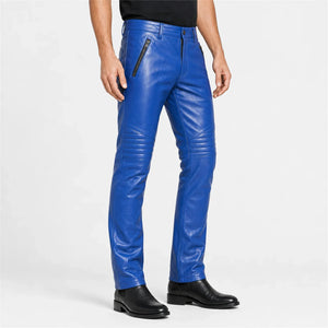 mens royal blue leather pants MP 98010 28 28