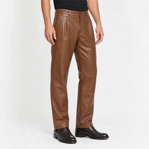mens tan lambskin leather trousers MP 98004 28 28