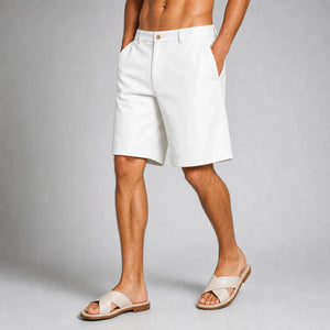 men's white leather resort shorts MLS 810042 28
