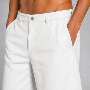 men's white leather resort shorts MLS 810042 28