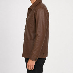 Brown Leather Chore Jacket MLJ 6003 2XS