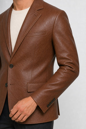 mens brown leather blazer MLJ 6006 2XS
