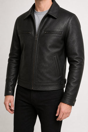 mens black leather Eisenhower jacket
