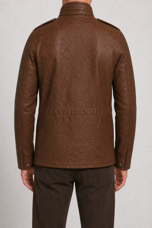 mens brown leather safari jacket MLJ 6008 2XS