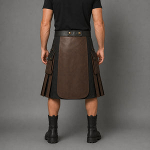 mens brown black leather utility kilt MLK 2004 28 20