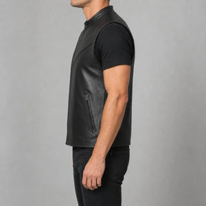 black lambskin moto vest MLV 3002 side view