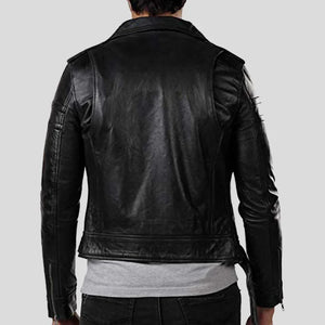 Vintage Black Leather Slim Biker Jacket - TheBougees