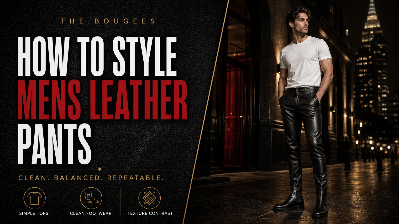 How to style mens leather pants editorial guide cover from The Bougees