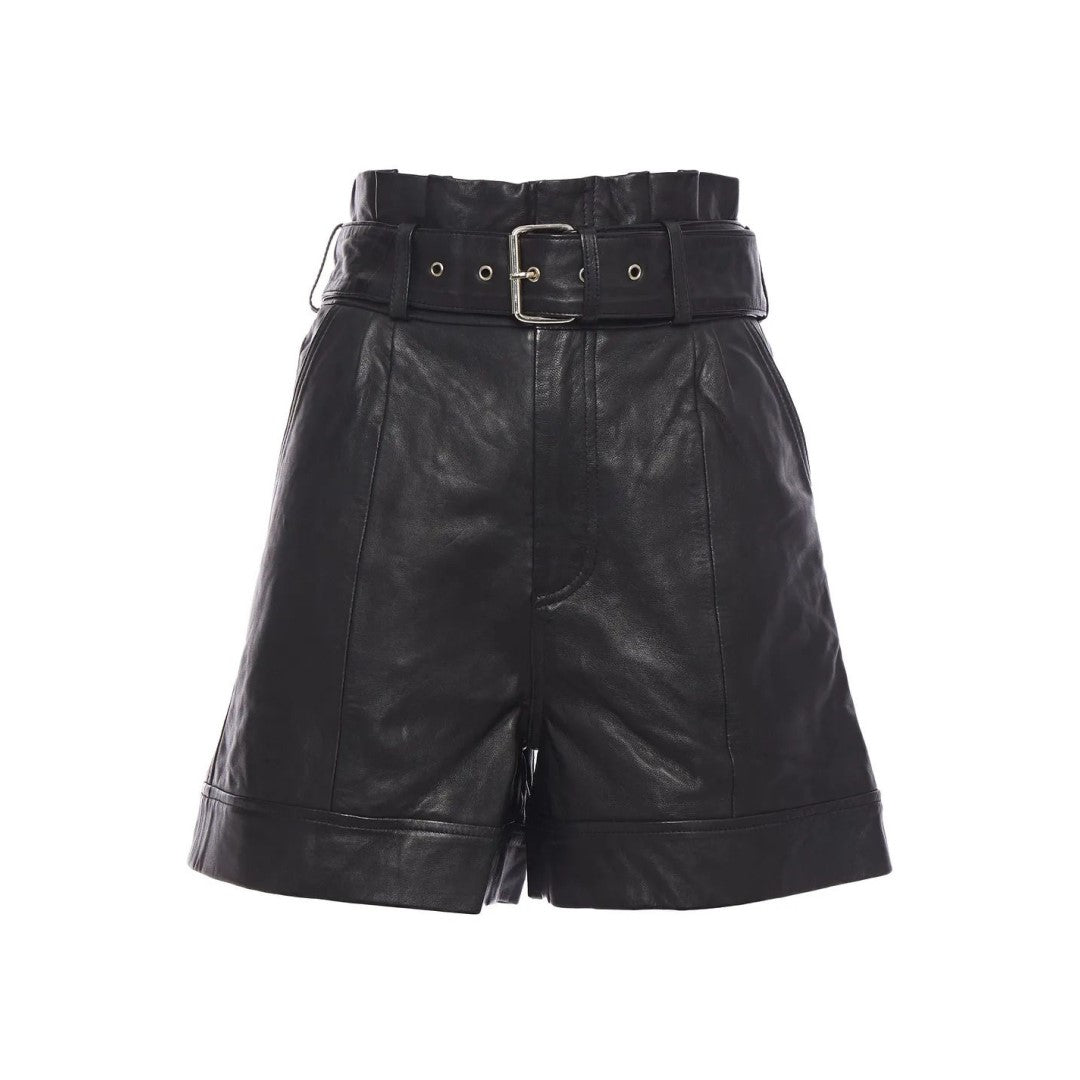 Leather Shorts Belted A line Style - TheBougees