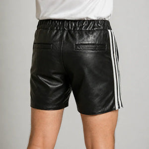 Black Leather Shorts for Men MS 4006 28