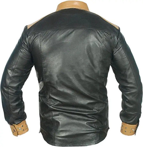 Leather Shirt For Men With Full Button Closer - TheBougees