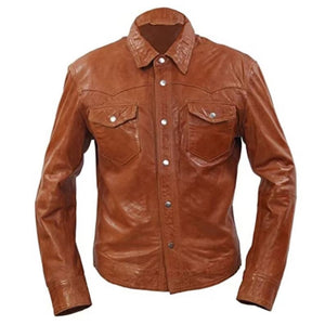 Pure Sheep Leather Brown Shirt - TheBougees