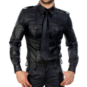 Biker Style Men's Leather Shirt With Classy Design - TheBougees