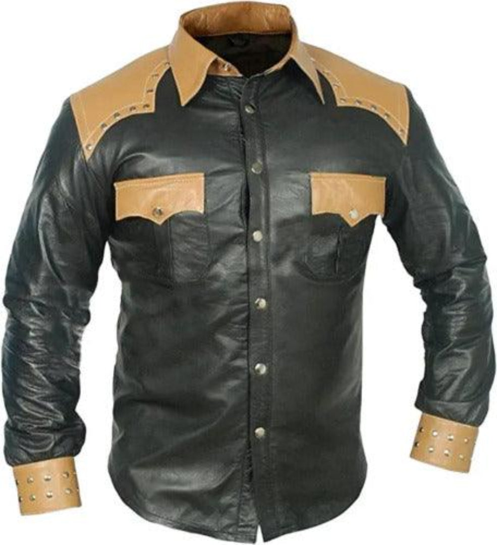 Leather Shirt For Men With Full Button Closer - TheBougees