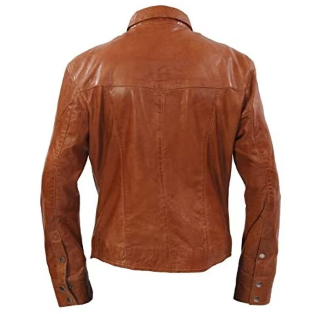 Pure Sheep Leather Brown Shirt - TheBougees