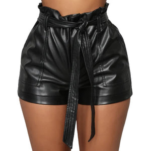 Leather Shorts With Unique Hook & Loop Design - TheBougees