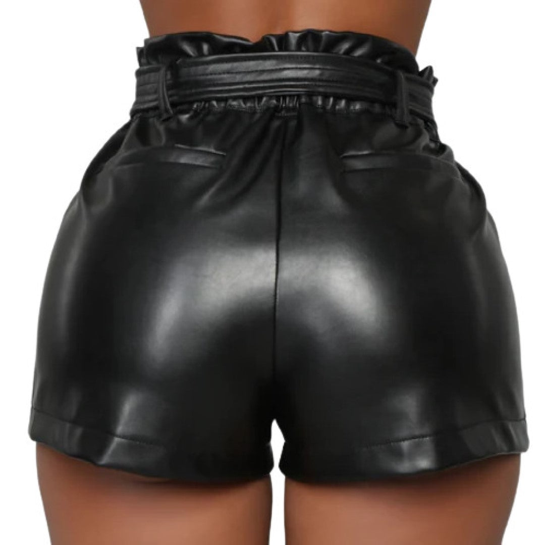Leather Shorts With Unique Hook & Loop Design - TheBougees