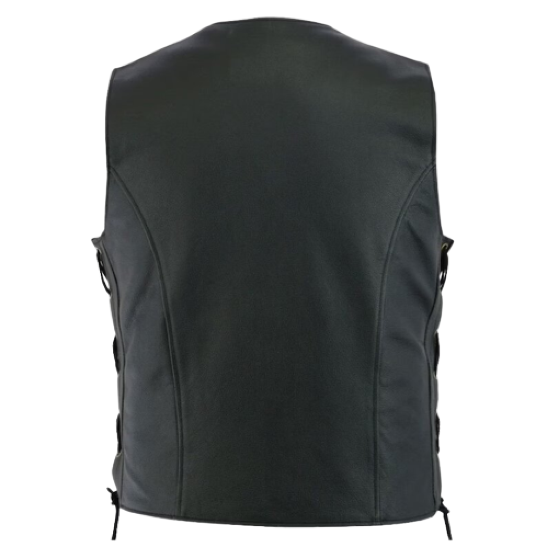 Leather Vest For Men's With A Beautiful Side Lace Design - TheBougees