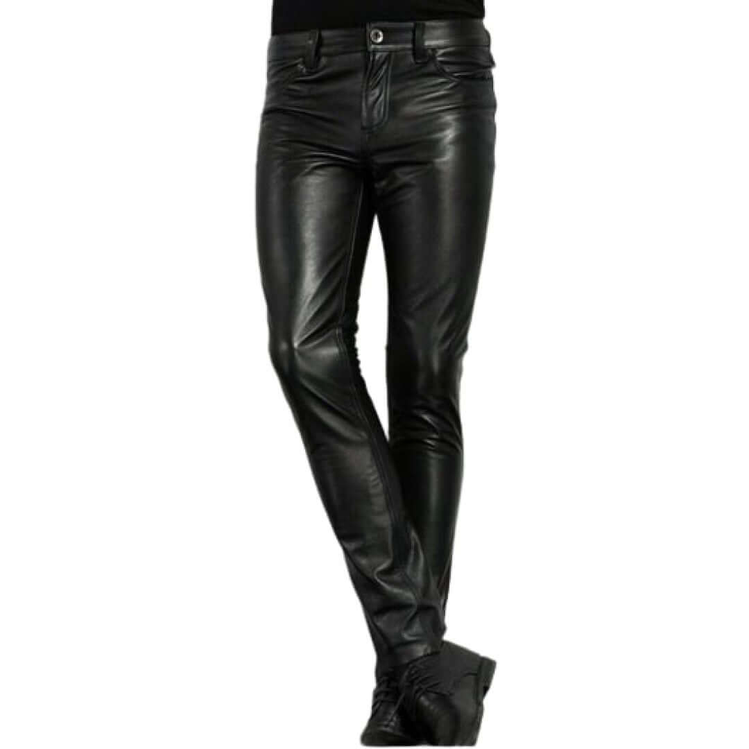 Biker Style Lamb Skin Leather Pants - TheBougees