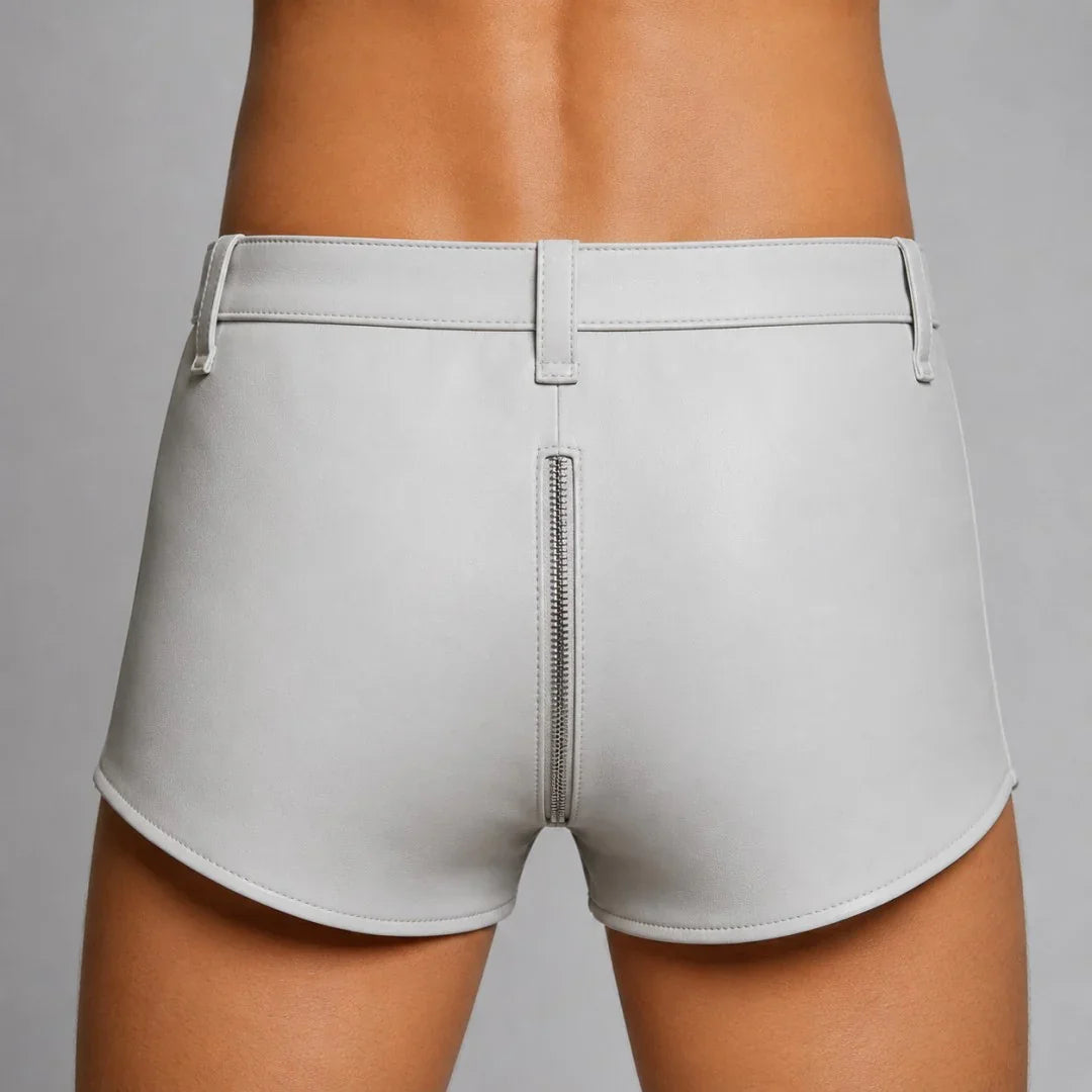  Men Leather Full Back zipper short MS 4010 26