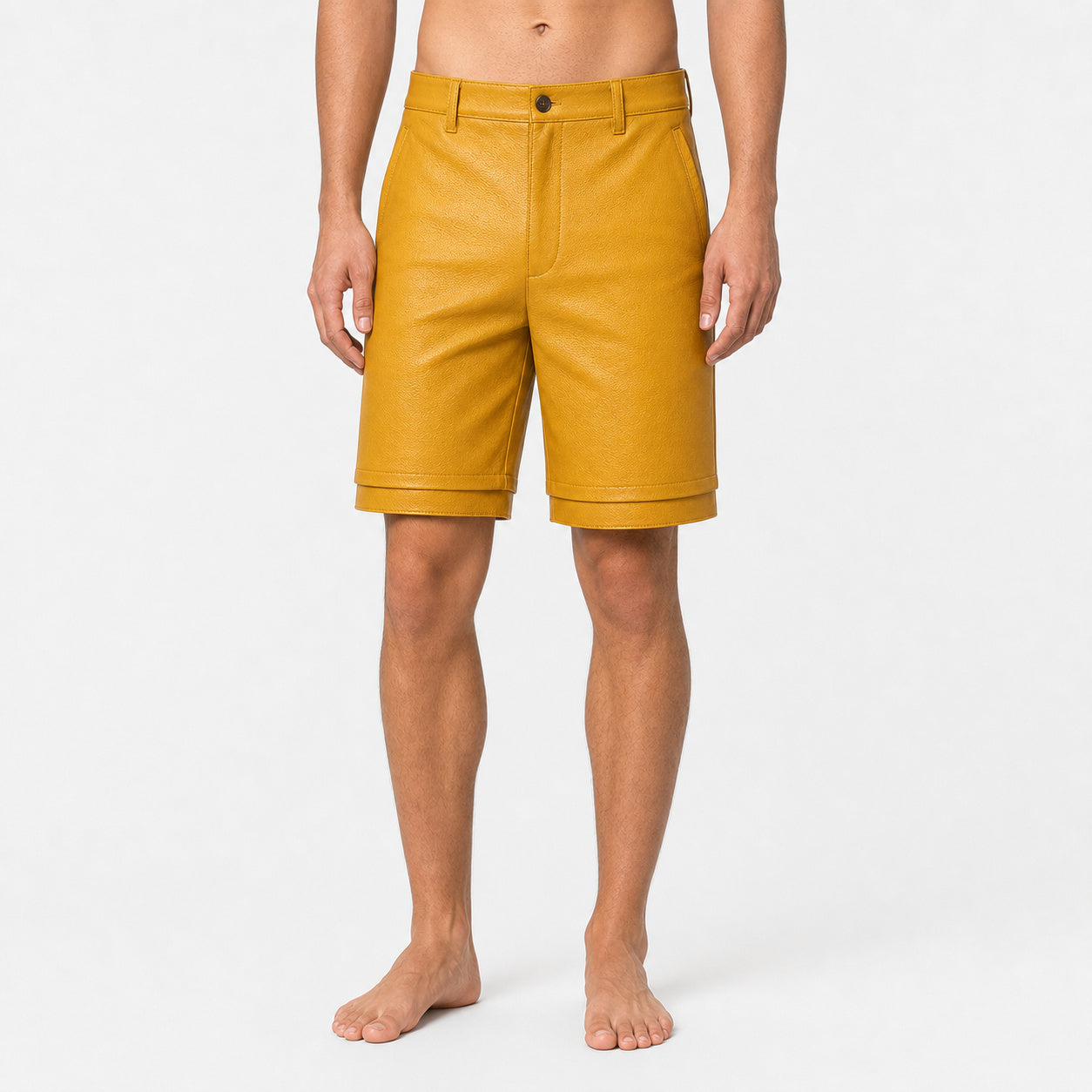 yellow leather shorts for men MLS 810076 07