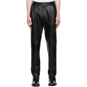 Classical Side Button Closer Leather Pant For Men - TheBougees