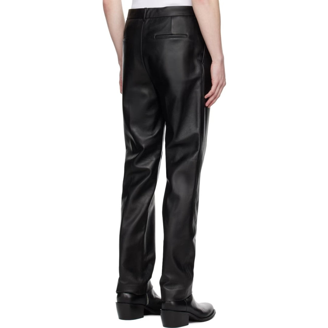 Classical Side Button Closer Leather Pant For Men - TheBougees