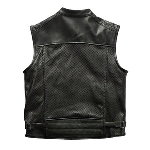 Men Perforated Biker Leather Vests - TheBougees