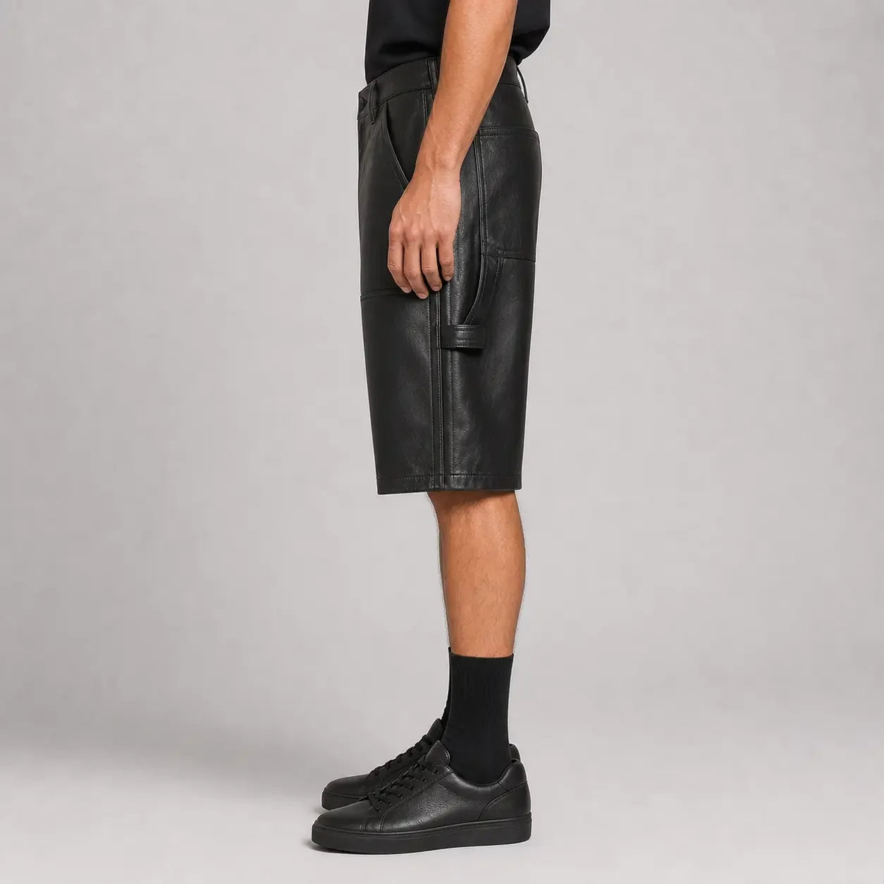 men's black leather carpenter shorts MLS 810035 28