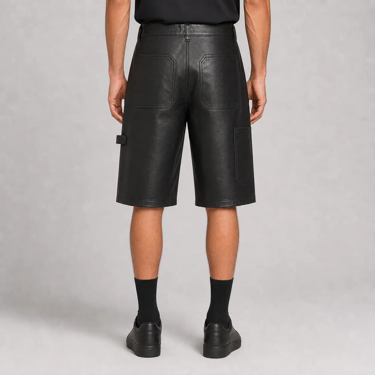 men's black leather carpenter shorts MLS 810035 28