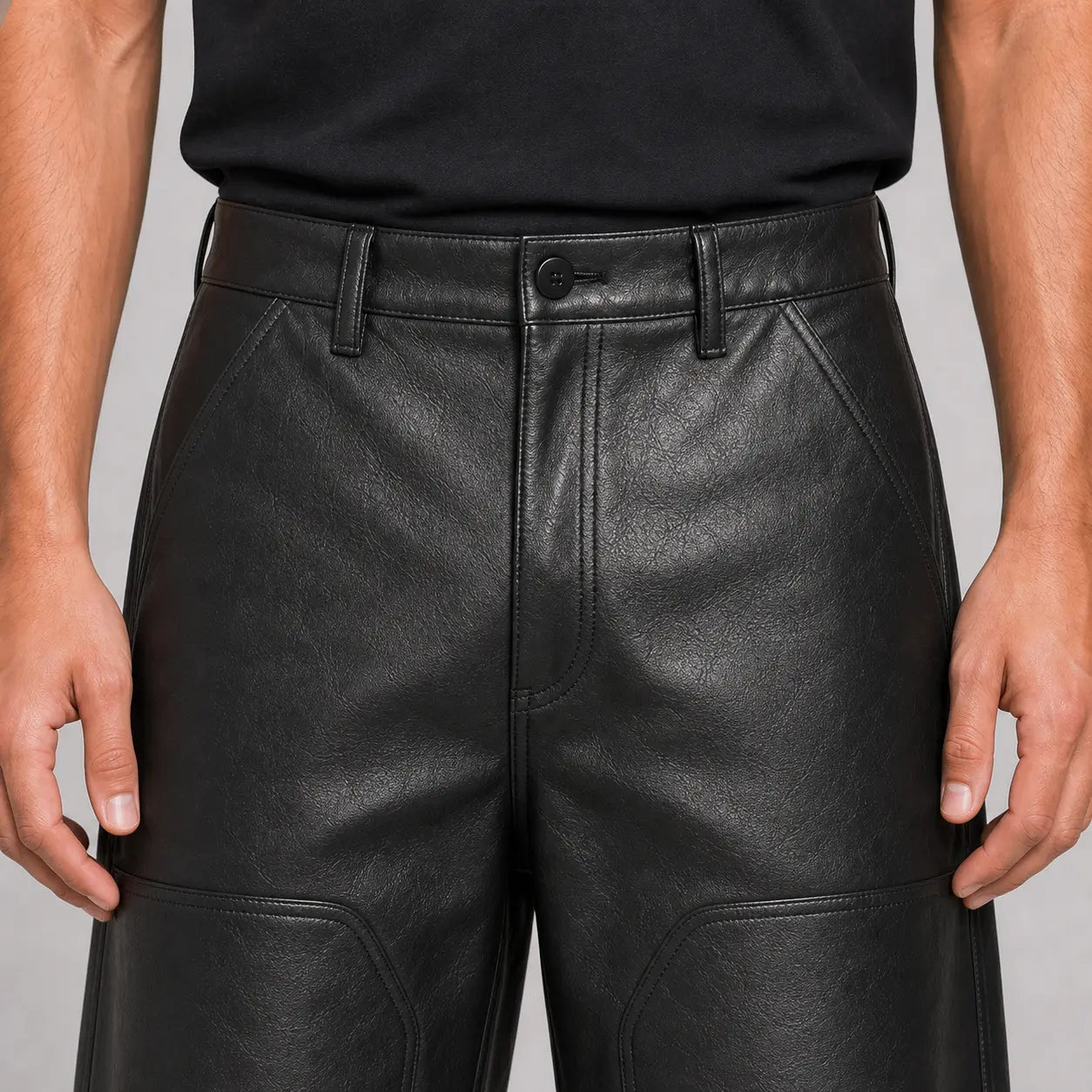 men's black leather carpenter shorts MLS 810035 28