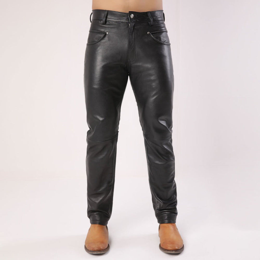 Men's Black Sheep Leather Biker Stylish Pants - TheBougees