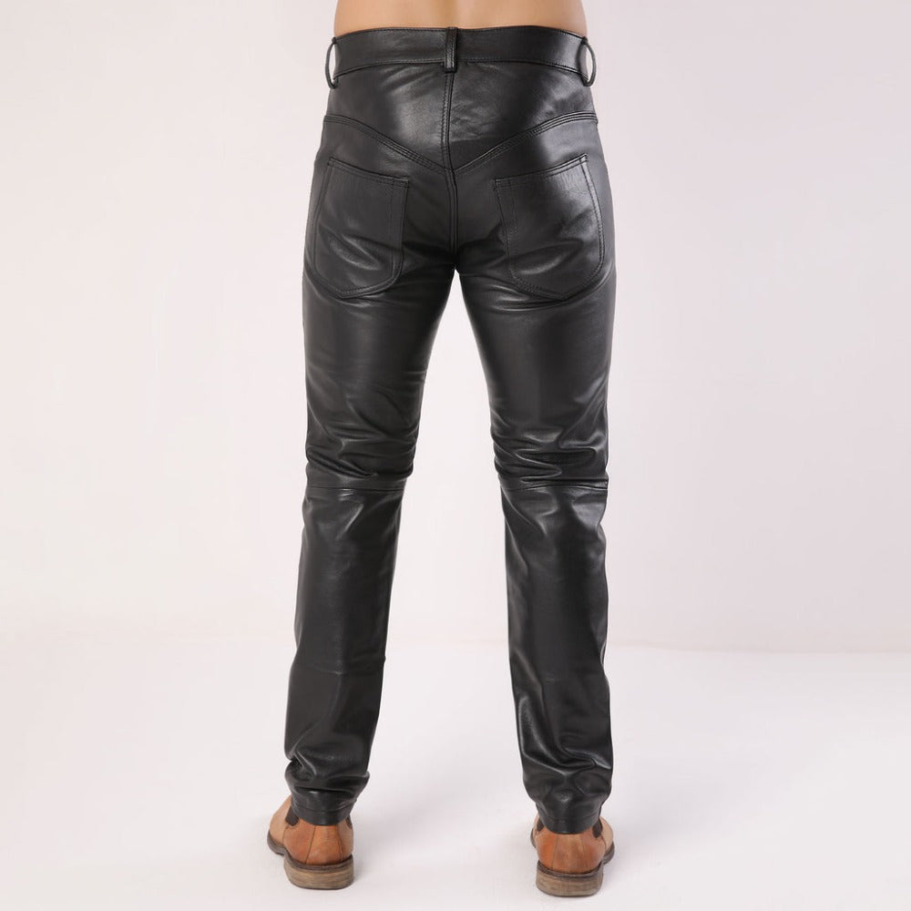 Men's Black Sheep Leather Biker Stylish Pants - TheBougees