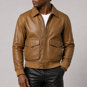 olive brown leather jacket