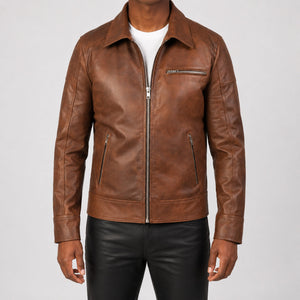 brown leather jacket for men SLJ-014 2XS