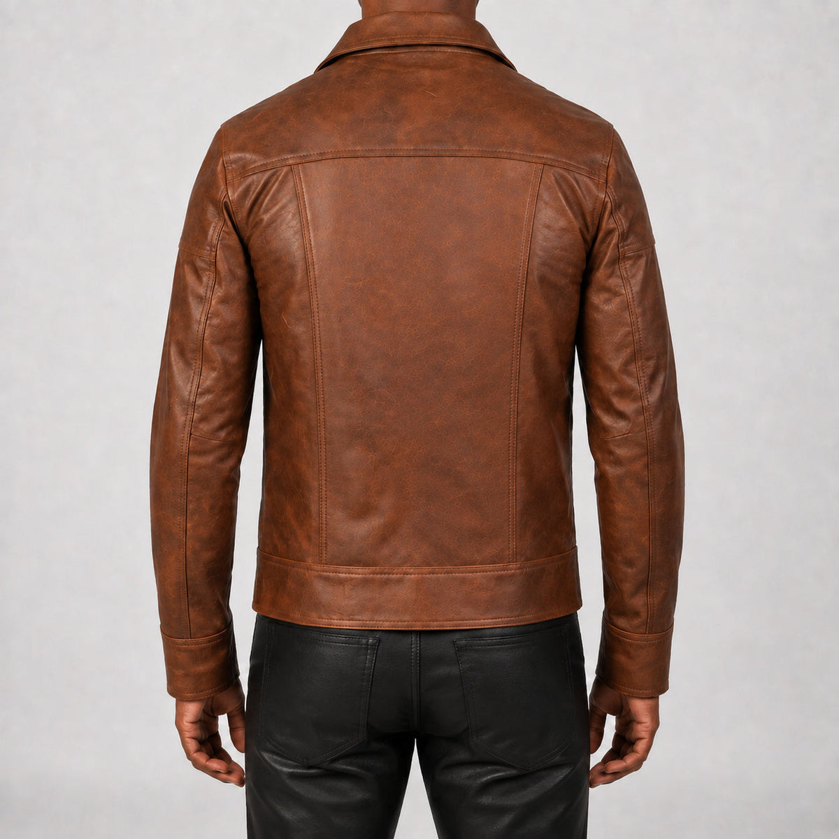 brown leather jacket for men SLJ-014 2XS