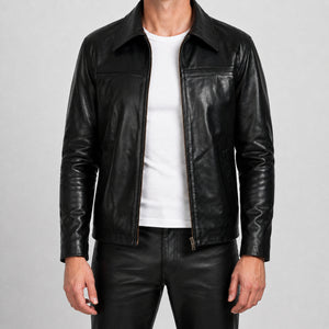 mens black leather jacket SLJ-225 2XS