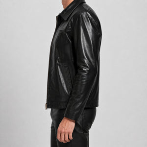 mens black leather jacket SLJ-225 2XS