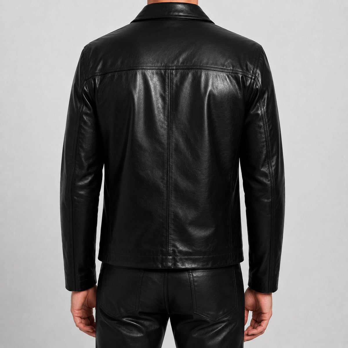 mens black leather jacket SLJ-225 2XS