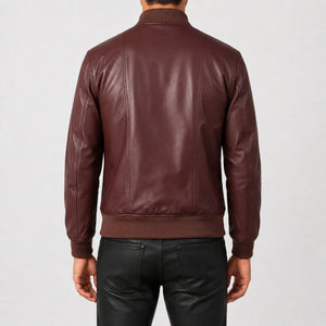 maroon leather bomber jacket SLJ-258 2XS