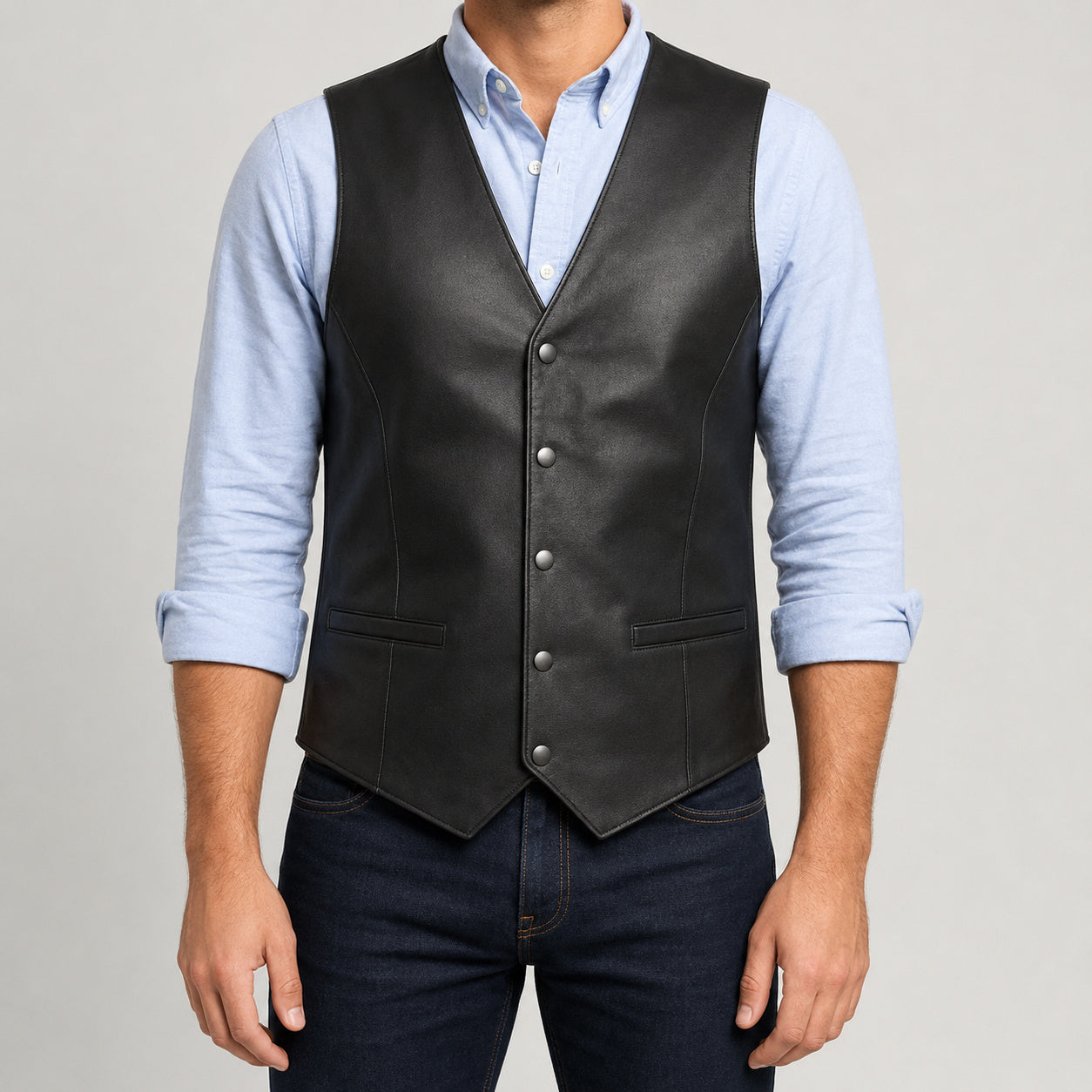 black sheep leather waistcoat