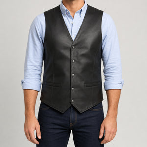 black sheep leather waistcoat