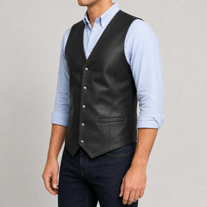 black sheep leather waistcoat MLV 3001 3XS side view