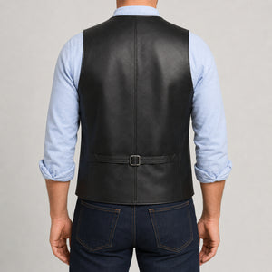 black sheep leather waistcoat MLV 3001 3XS back view