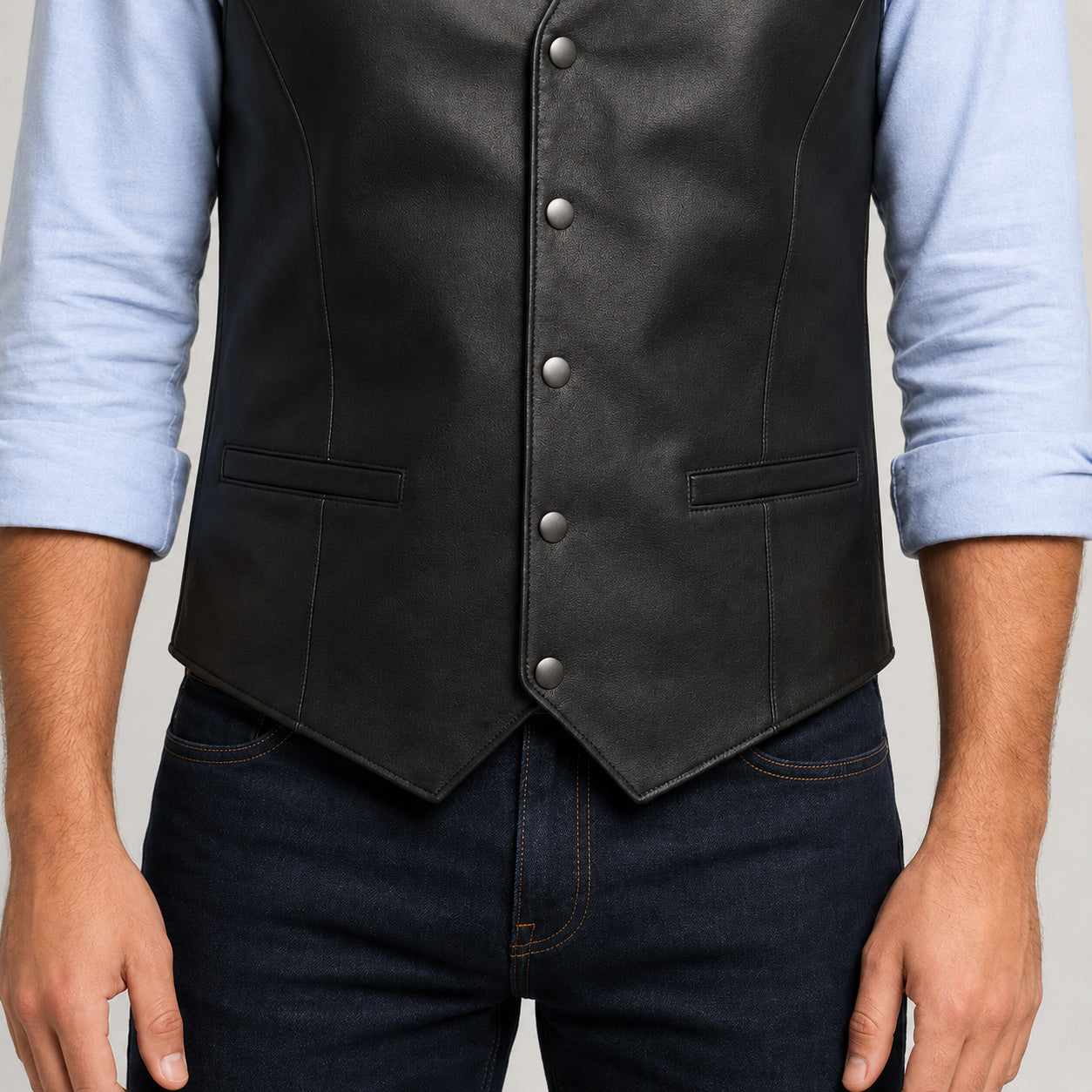 black sheep leather waistcoat MLV 3001 3XS pocket detail