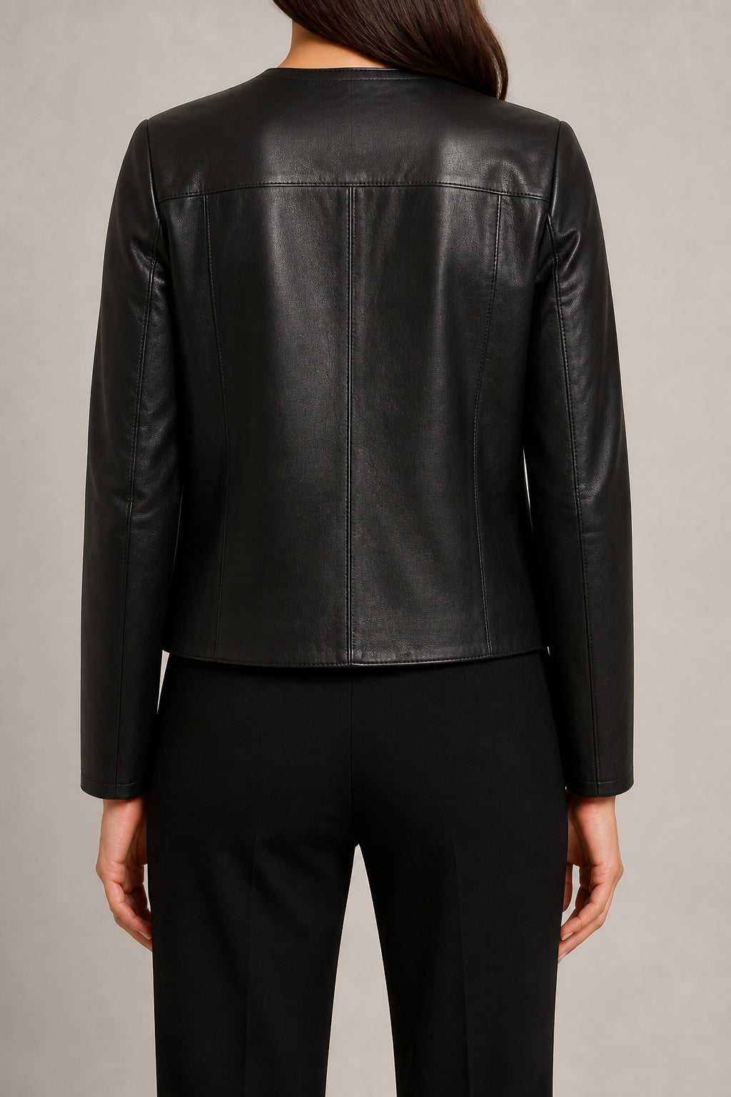 Collarless Leather Jacket WLJ 810034 3XS