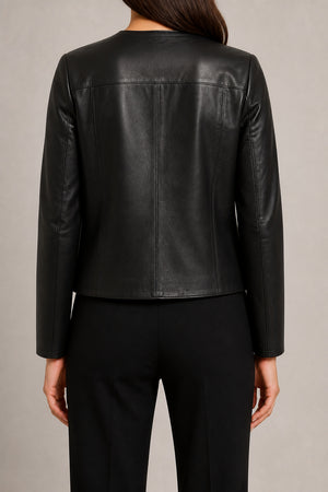 Collarless Leather Jacket WLJ 810034 3XS