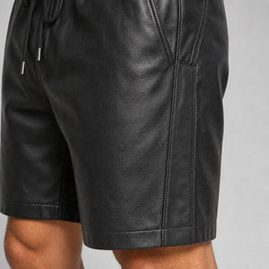 men's black leather athletic shorts MLS 810037 28